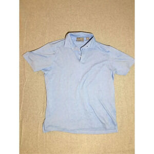 Mens Daniel Cremieux Polo Size Large Blue Leaves Nature Print Stretchy Formal